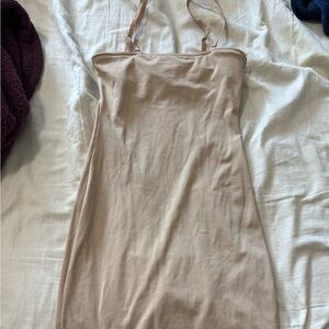 Beige Spaghetti Strap Dress